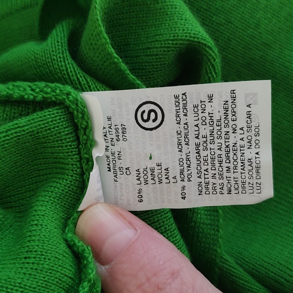EUC 90s Made in Italy of Benetton Green Wool Blend Long Baggy Sweater SMALL - Picture 11 of 11